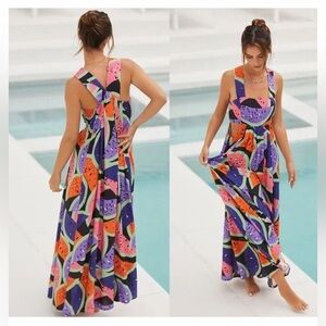 Anthropologie Piper Bandeau Watermelon Maxi Dress